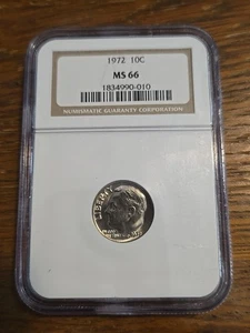 1972 10C Roosevelt Dime MS66 MS 66 NGC NICE HIGH GRADE - Picture 1 of 4