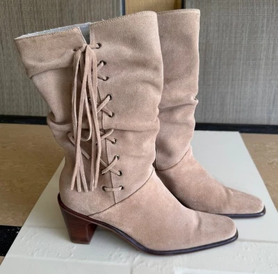 Antigo. BOTAS FEMININAS HOKUS POKUS. TAMANHO: 9 CAMURÇA BRONZEADA BOHO FRANJAS COWBOY WESTERN - Imagem 1 de 4