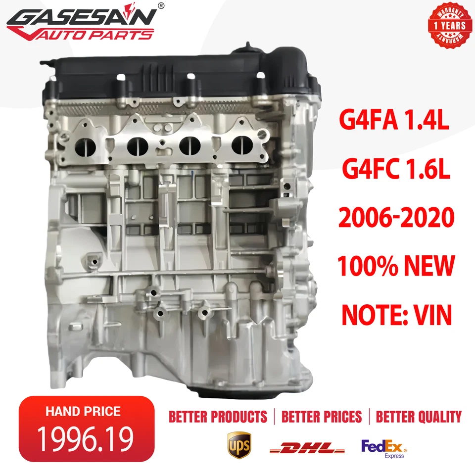 G4FC 1.6L G4FA 1.4L Long Block Engine Assembly For 2006-2020 Hyundai i20 Kia Rio - Image 1 of 4