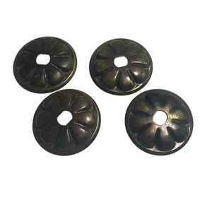 Round Brass Cabinet Drawer Pull Backplate Set of 4 - Picture 1 of 8