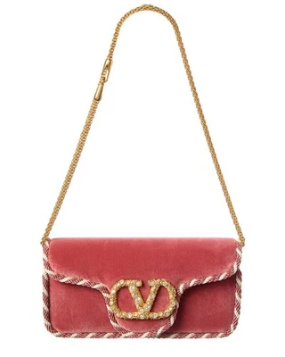 Valentino Vlogo Velvet Shoulder Bag Women's Pink - Image 1 of 4