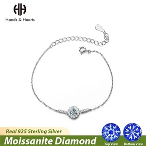 925 Sterling Silver 1CT Moissanite Flower Pod Bracelet for Women Girls Jewelry - Picture 1 of 7