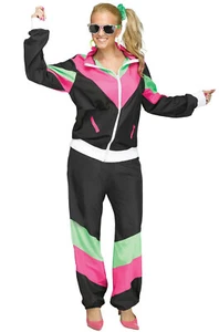 Women's 80's Retro Track Sweat Suit Adult Costume M/L 10-14 - Picture 1 of 3