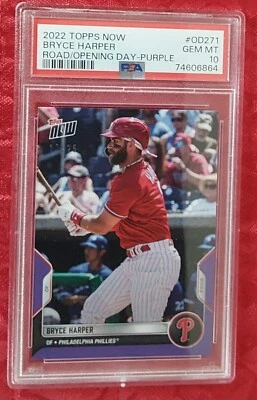 2022 Topps Now Bryce Harper  'Road To Opening Day' Purple  23/25  PSA 10 GEM MT - Image 1 of 2