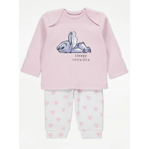 Disney Baby Girls Lilo & Stitch Pyjamas Pink Heart Pjs NEW