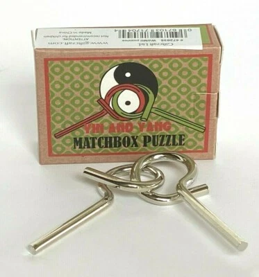 Rompecabezas Brain Teaser Matchbox "Yin y Yang" 2 piezas de metal separadas y volver a conectar Foto 1 de 3