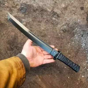 CUSTOM HANDMADE D2 WERKZEUGSTAHL FULL TANG JAGD TANTO MESSER MIT MICARTA GRIFF - Bild 1 von 1