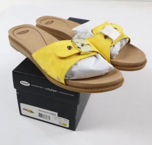 Dr. Scholl's Women's 10M Originalist Yellow Buckle Slides Open Toe Sandals - Picture 1 of 10