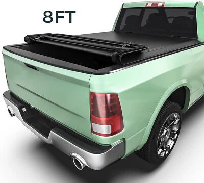 8FT Soft 4Fold Truck Bed Tonneau Cover For Chevy Silverado & GMC Sierra 2010-25 - Image 1 of 4