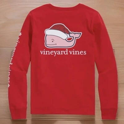 Camiseta Vineyard Vines Santa Whale Para Hombre Mediana Vacaciones de Navidad LS Roja Bolsillo Nueva con Etiquetas Foto 1 de 4