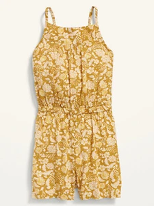 Old Navy Kid Girls Yellow Sleeveless Floral Printed Romper Size Medium Large XL - Picture 1 of 2