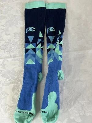 Pro Compression PC Dress Blue/green Mid-Calf Compression Socks Sz L/XL USA Made - Image 1 of 4