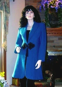 SOFT SURROUNDINGS PLAZA BOILED WOOL COAT / JACKET X-SMALL TEAL $159 - Picture 1 of 3
