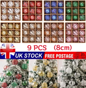 9pcs Christmas Tree Balls Baubles Hanging Ornament Party Xmas Tree Decoration UK - Picture 1 of 24