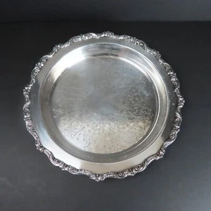 Bandeja/servidor de pastel Poole Silverplate inglés antiguo 5017 12" ornamentado - Imagen 1 de 7