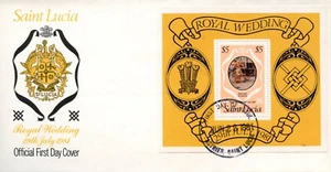 Saint Lucia royal wedding Jun 23 1981 FDC x2 - Picture 1 of 2