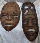 Two Vintage African Hand Carved Masks