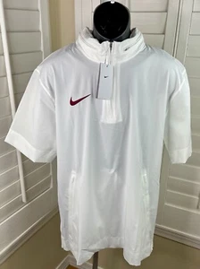 Nike Football 1/4 Zip SS White/Maroon Pullover w/Hood DV6755-102 - Men’s S - NWT - Picture 1 of 6