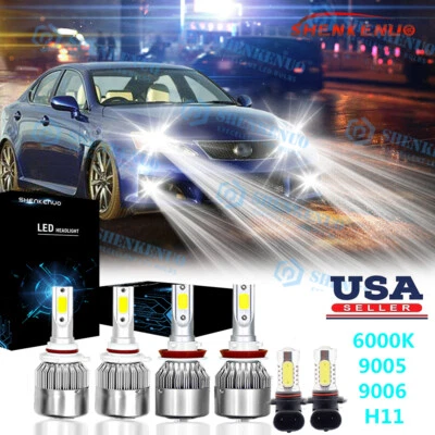 Para Lexus IS250 IS350 2006 2007 2008 2009 Faro LED + Faro Antiniebla Combo 6 Bombillas Foto 1 de 4