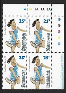 SAMOA 1983 SOUTH PACIFIC GAMES Single TENNIS TOP RIGHT Block of 4 MNH - Picture 1 of 1
