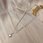 Fashion Double Layer Chain Pearl Necklace Pearl Alloy Charm Pendant Necklac Yiuk