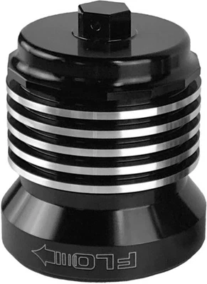 PC Racing FLO Spin On Stainless Steel Oil Filter - Black with Polished Cooling F - Image 1 of 4