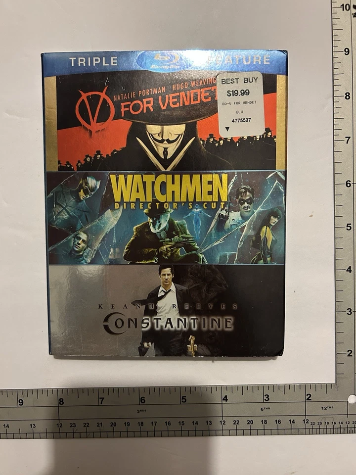 V for Vendetta  Watchmen  Constantine (Triple-Feature) Blu-ray - Brand New - Image 1 of 4
