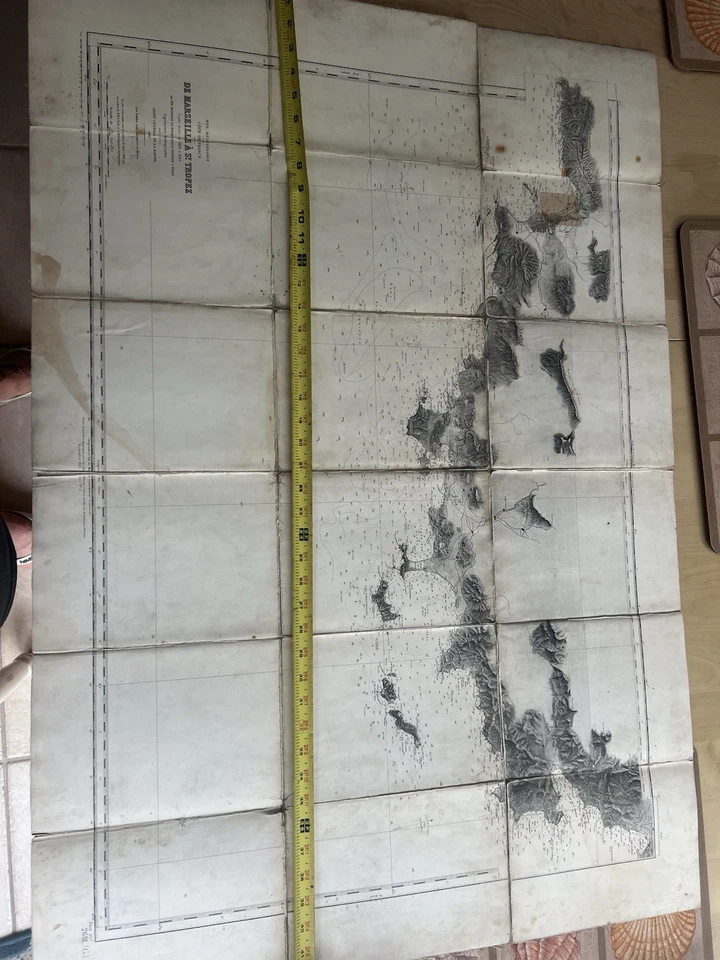 Old Map De marseille A St tropez carte levee de 1839 a 1844 - Image 1 of 4