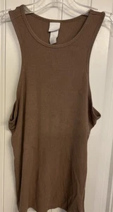 H &M Modal Blend Fine Ribbed Crew Neck Brown Tank - Picture 1 of 5