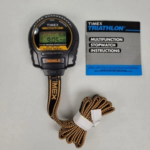 Cronómetro cronógrafo alarma vintage Timex Triatlón Indiglo 1/100 segundos - Imagen 1 de 5
