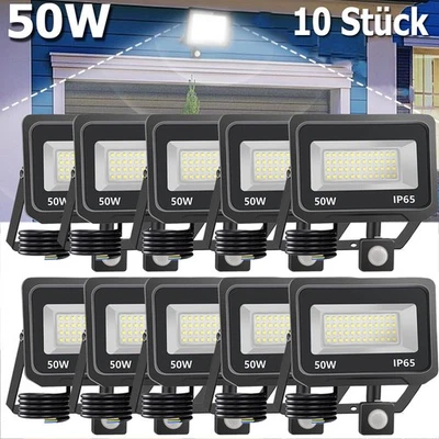 10x 50W LED inundador con detector de movimiento foco exterior blanco frío IP65 - Imagen 1 de 4