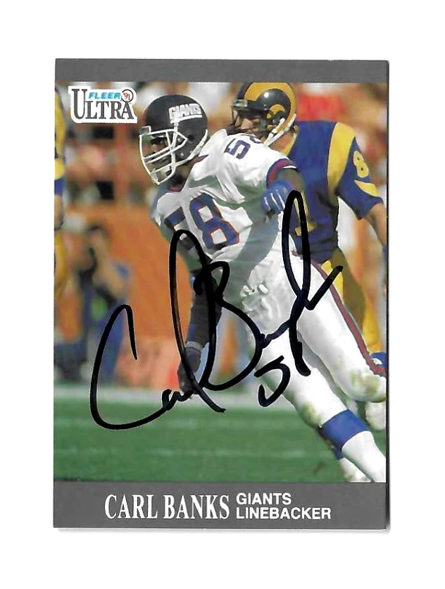 CARL BANKS New York Giants 1991 Fleer Ultra SIGNED / AUTOGRAPH Football Card - Image 1 of 1
