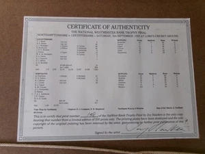 Signed Ltd Ed Cricket Memorabilia COA 1992 NatWest Trophy Final Print - Picture 1 of 11