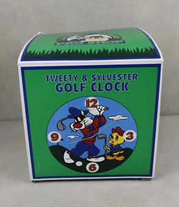 VTG 1996 Warner Brothers Sylvester & Tweety Bird Golf Ball Clock, Open Box NEW - Picture 1 of 7