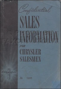 Chrysler 1941 información confidencial de ventas álbum de distribuidores de vendedores - Imagen 1 de 3