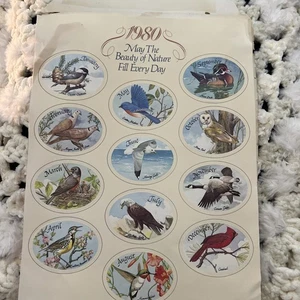 Vintage Avon Calendar 1980 Flowers Birds New Factory Sealed - Picture 1 of 14