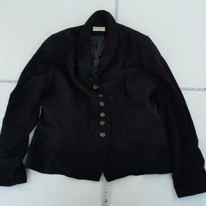 KALIKO Blazer 16 Black WomensJacket Plain 100% Wool Detachable Fau Fur Collar - Picture 1 of 11