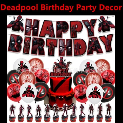 Deadpool Ballon Happy Birthday Theme Banner Kuchen Topper Super Hero Party Dekor - Bild 1 von 4