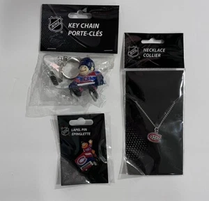 Montreal Canadiens Keychain, Pin, & Necklace (Great Gift) NEW - Picture 1 of 2