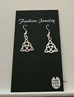 Handmade Earings - Silver stamped hooks with Celtic Knot Triquetra