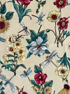 4.5 Yds Hoffman International Botanical Dragonfly Screen Print Cotton Fabric 42” - Picture 1 of 17