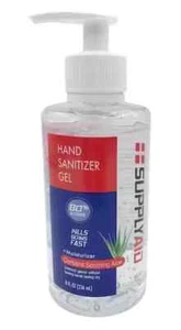 SupplyAID 80% Alcohol Hand Sanitizer Gel with Soothing Aloe - 8oz -  4/2023 - Picture 1 of 1