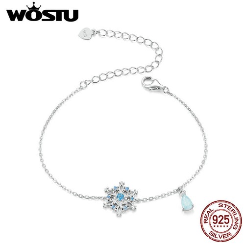 VALENTINO Wostu Donna Regalo Argento Sterling 925 Fiocchi di Neve Ghiaccio Bracciale Catena Gioielli 21cm