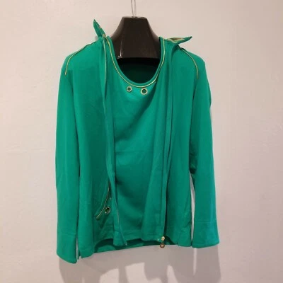 Quacker Factory Womens Full-Zip Jacket & Tank Top Set Small Green w/ Gold Trim - Image 1 of 4