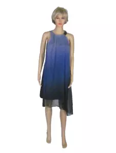 Vestido HALSTON Heritage Talla 6 Asimétrico Cortina Azul Ombre Cuello Acento Precio de venta sugerido por el fabricante $425 - Imagen 1 de 10