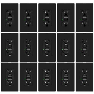 20 Amp GFCI Outlet Tamper Weather Resistant Duplex Receptacle ETL Black 15 Packs - Picture 1 of 12