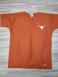 Landau Texas Longhorns Women's V-Neck Front Pocket Burnt Orange Scrub Top Sz XS - Picture 1 of 9