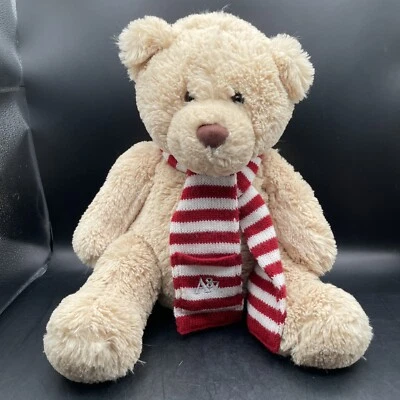 Aeropostale Beige Navidad Oso de Peluche Peluche 12" Rojo Blanco Bufanda A87 Foto 1 de 4