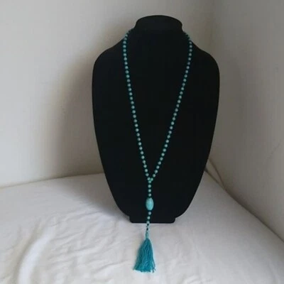 Howlite & Garnets Tasseled Y Necklace, - Image 1 of 4