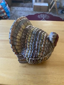 Hand painted vintage Thanksgiving Turkey muted shimmery colors candy dish - Picture 1 of 3